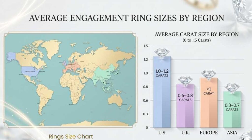 average engagement ring sizes by region