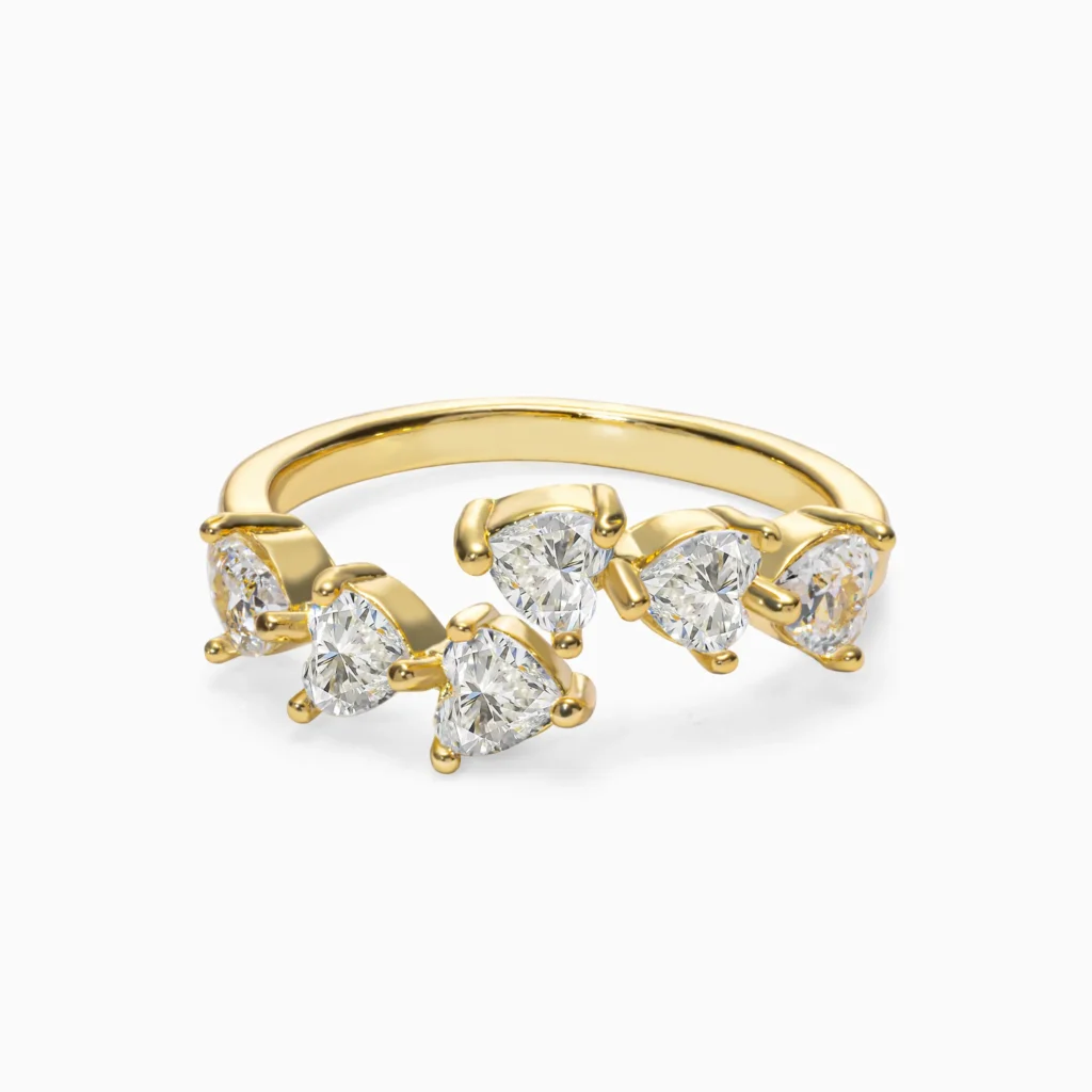Cluster Heart-Shape Open Couple Ring For Women
