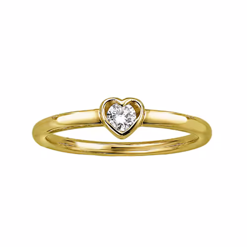 Yellow Gold with Diamond Heart Promise Ring